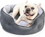 Amazon Basics Round Dog Bed for Medium Dogs, Cat Beds for Indoor Cats, Washable Pet Bed with Soft Plush Cushion, Anti-Slip Bottom, 25x21x8 Inches, Gray