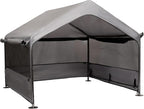 Summertrail Extra Large Dog House Outside, Dog Tent Outdoor, Big Dog Shade Shelter Doghouse Canopy with Three-Sided Breathable Mesh Windows, Gray Sun Rain Cover for Pet Cat Livestock 4'x 4'x 3.3'