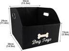 Geyecete Big Dog Toys Storage Bins Canvas Foldable Fabric Trapezoid with metal handles pet Baskets,Can be Personalized,Storage Bin Large toy box Organizer-Black