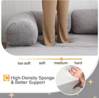COMAX Folding Sofa Bed Queen, 4-in-1 Foldable Floor Couch Convertible Futon Sofa with Armrests Sleeper Mattress Chair Bed Comfy Portable Fold Out Lounge Guest for Living Room Bedroom, Light Grey