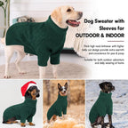 KOESON Small Dog Sweater Female and Male, Pullover Dog Sweater with Sleeves, Easy On Christmas Sweaters for Dachshund, Chihuahua, Pug, Yorkie, Warm Knitted Winter Apparel for Small Dogs, Green, S