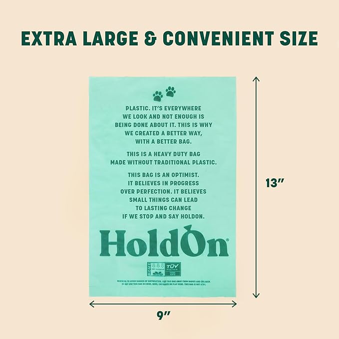 HoldOn Pet Waste Bags - Unscented Leak Proof & Tear Resistant Dog Poop Bags Extra Thick Durable (1 Pack)