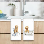 Funny Goldendoodle Dog Hand Towels Set of 2, Gifts for Golden Doodle Dog Owners Lovers, Goldendoodle Decor for Bathroom, Pet Lovers Gifts Toilet Hand Towels for Bathroom Washroom, 16x24In