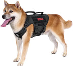 OneTigris Large Tactical Dog Harness, No Pulling Adjustable Dog Vest Harness, Heavy Duty Dog Harness with Handle, Large Hook and Loop Panels for Patch(Black,S)