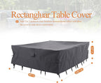 WJ-X3 Large Rectangular Outdoor Sectional Furniture Set Cover Waterproof, Dining Table Cover Wind Resistant, 126W x 84D x 31H in, Grey