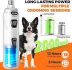 Whisper Quiet Dog Nail Grinder with 4 LED Lights, Safe & Stress-Free for Sensitive Dogs of All Breeds & Sizes, 3 Grinding Bits, 3-Speed, Pet Nail Trimmers, Rechargeable Painless Grooming Kit White