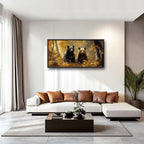 Large Forest Bear Wall Art for Living Room, Black Bear Autumn Canvas Oversized Wall Decor, Wildlife Framed Pictures Painting Print Artwork for Bedroom Office 60L" x 30W"