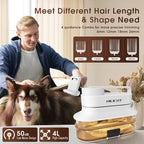 Dog Grooming Vacuum Kit with 4L Dust Cup, 6 Pet Grooming Tools for Home Grooming, Low-Noise Pet Hair Grooming System for Dogs & Cats