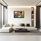 Large Graffiti Frog Wall Art for Living Room, Framed Oversized Funny Frog Beer Wall Decor Colorful Animal Canvas Painting Modern Artwork for Bathroom Bedroom Office Dining Room 36"x24"