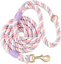 Dog Leash 6 FT Handmade Braided Cotton Rope Leashes for Small Medium and Large Dogs, New Golden Heavy Duty Metal Clasp, Unicorn Purple