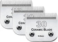 3PCS 30 Blades Dog Grooming Clipper Blades Compatible with Andis Pet Clipper/Oster A5/Wahl KM Series Dog Clipper,Ceramic Blade & Stainless Steel Blade
