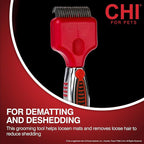 CHI for Dogs Dematting and Deshedding Undercoat Rake, Dog Grooming Tool for Long Hair and Double Coats, Rounded Blade Teeth Help Remove Mats and Loose Undercoat, Detangling Rake for Shedding Control