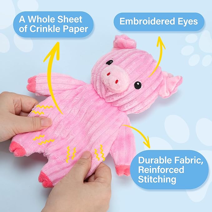 Prime Pets Dog Toys, 5 Pack, Plush Dog Squeaky Toys, No Stuffing Bodies, Crinkle Animals Pet Toy for Small Medium Large Dogs, Puppy Chew Toy to Keep Them Busy