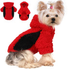 YIKEYO Dog Hoodie Pet Clothes Sweater with Hat Soft and Warm Cold Weather for Small Patchwork Hood(Red, Medium)