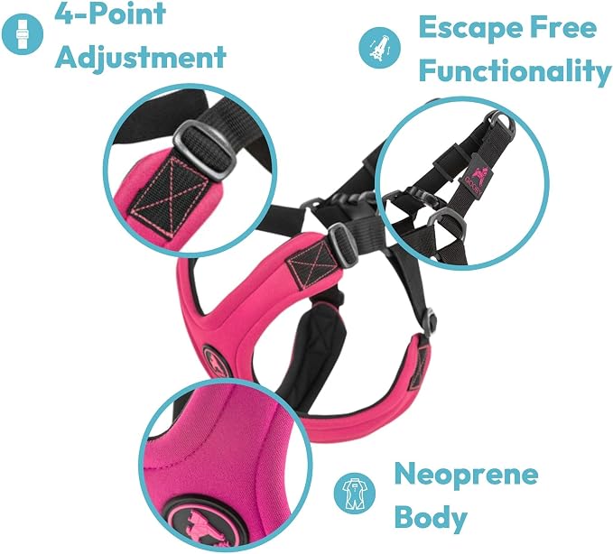 Gooby Escape Free Sport Dog Harness, Choke-Free, Lime, Medium | Patented escape-free frame; Reduces choking; 4-point adjustment; Soft neoprene padding; Durable webbed straps