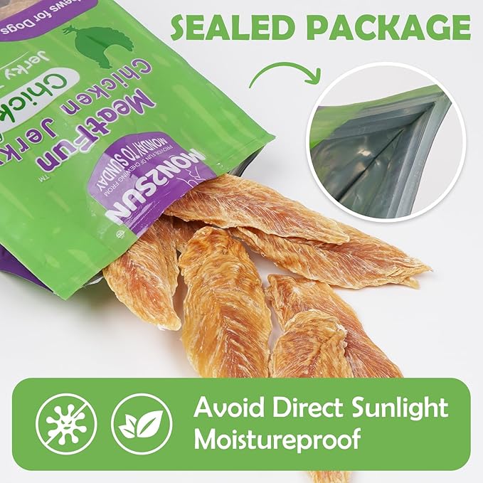 MON2SUN Dog Treats Chicken Jerky, Single-Ingredient, Rawhide-Free, High Protein, Low Fat, Training Treats for Small to Large Dogs, 21.2 oz