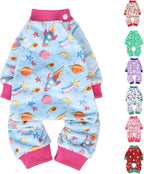 BEAUTYZOO Dog Pajamas Small Sized Dog, Summer Doggie Pajamas for Boy Girl, Soft Strechy Cotton Puppy Pjs Jammies Onesies for Men Women, Pet Jumpsuit Body Suit Cat Apparel Clothes, Blue S