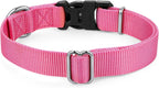 Mikivery Nylon Dog Collar with Quick Release Buckle Soft Adjustable Sturdy for Small Medium Large Dogs Pink,M