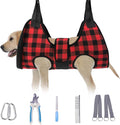 BEAUTYZOO Dog Grooming Hammock Harness for Nail Trimming - Adjustable Pet Restraint Sling for Small Medium Large Dogs/Cats -Secure Hanging Holder for Nail Clipping & Grooming (Christmas Buffalo Plaid)