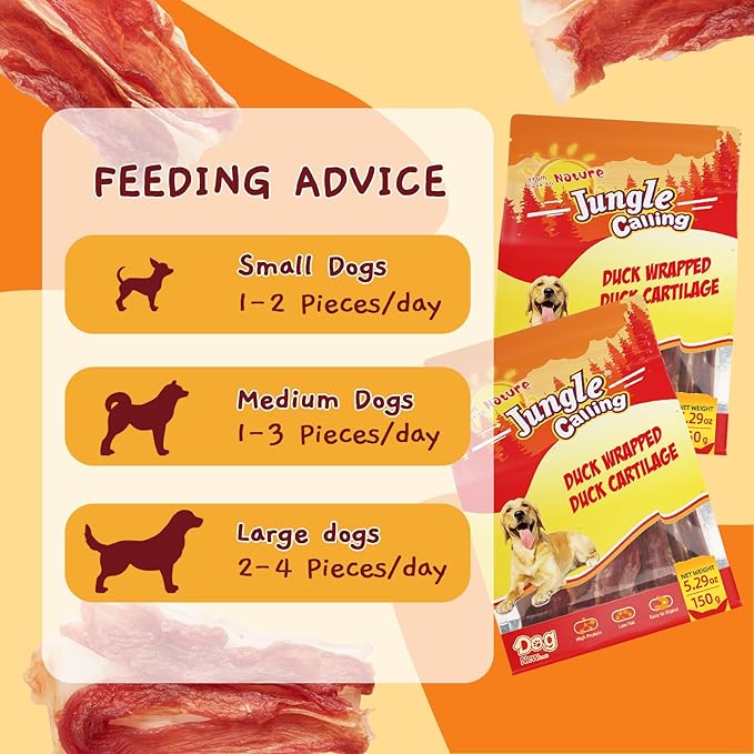 Jungle Calling Duck Wrapped Bones Dog Treats, Made with Real Meat & Cartilage, Rawhide Free Dogs Snacks,Healthy, Easily Digestible, and High Protein Chews Bone Treat