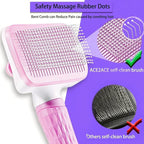 Self Cleaning Slicker Brush, Dog Cat Bunny Pet Grooming Shedding Brush, Easy to Remove Loose Undercoat, Pet Massaging Tool Suitable for Pets with Long or Short Hair (Baby Pink)