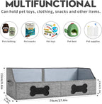 Qozary Large Dog Toy Basket with Diy Tag - Collapsible Dog Toy Bin, Fabric Personalized Storage Box, Trapezoid Storage and Organizer for Pet Supplies (Gray, Medium 27.6"x11.8")