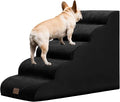 GoGoBunny Ramp Dog Stairs for High Beds 22.6" H, 5-Step Dog Slope Stairs with Durable Waterproof Fabric Cover, Pet Steps for Old Large Dogs Climbing, Non-Slip Sturdy Indoor Step, Black