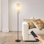 Floor Lamp for Living Room, Modern Standing Lamps with Lampshade, Minimalist Tall Lamp with Chain Switch for Living Room, LED Bulb Included (Beige Shade-Remote Bulb)