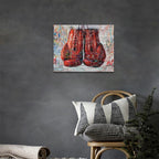 Quorin Banksy Graffiti Boxing Wall Art Red Boxing Gloves Pictures Gym Sport Wall Decor Canvas Print Painting Artwork for Gym Living Room Bedroom 12"x16"