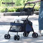 Pet Stroller 4 Wheels Dog Cat Stroller,Outdoor Trave Pet Folding Stroller,Foldable Dog Cat Cage Jogger Stroller with Cup Holder,Breathable and Visible Mesh for Medium Dogs Cats Pink