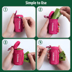 Dog Poop Bag Holder for Leash Doggie Waste Bag Dispenser Soft Fabric Puppy Potty Carrier Small Doggy Zipper Pouch with Carabiner Clip 1680D Nylon Oxford with 1 Roll of Pet Trash Bags, Rose Red