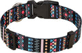 MarukoPet Dog Collar, Adjustable for Small Medium Large Dogs Puppy, Cute Design with Bohemia Floral Tribal Geometric Patterns Boys Girls Dog Collar(Black Bohemia-L)