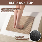 Kitchen Rugs Non Slip Washable, Rubber Backing Soft Chenille Braided Kitchen Mats for Floor, Super Absorbent Kitchen Runner Rug Standing Mat Sink Mat, Easy to Clean, Brown 17"x47"