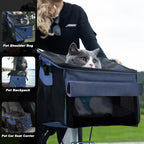 Pet Carrier Bicycle Basket Bag Pet Carrier/Booster Backpack for Dogs and Cats with Big Side Pockets,Comfy & Padded Shoulder Strap,Travel with Your Pet Safety（Classic Blue）