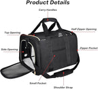Petmolico Cat Carrier Soft-Sided Pet Bag for Small Medium Cats Puppies 16LBs - Airline Approved Pet Travel Carrier 3 Open Doors (Medium,Black)