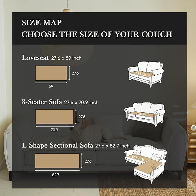 Couch Covers for 3 Cushion Couch Sofa Pet Friendly,Non-Slip Sofa Cover Washable