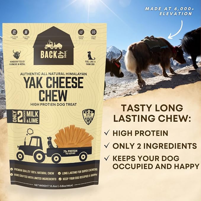 Yak Cheese Himalayan Dog Chews – Long-Lasting Natural Chews for Aggressive Chewers – 2-Ingredient, High Protein, Odorless, Dental Health Treats for Dogs (Large, 4 Pack)