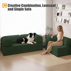 COMAX Folding Sofa Bed, Fold Out Chair Bed, Foldable Sofa, Convertible Sleeper for Adults, Futon Chair Single Small Floor Couch for Spaces, Bedroom Living Room Guest Room, Green