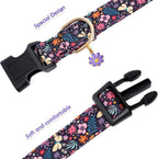 Faygarsle Cotton Designer Dogs Collar Cute Flower Dog Collars for Girl Female Small Medium Large Dogs with Purple Flower Charms XS