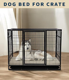 Waterproof Dog Bed for Crate Pad, Leather Brown Hair Resistant Dog Beds with Wipeable Covers, Easy Clean Large Mattress Pet Mat