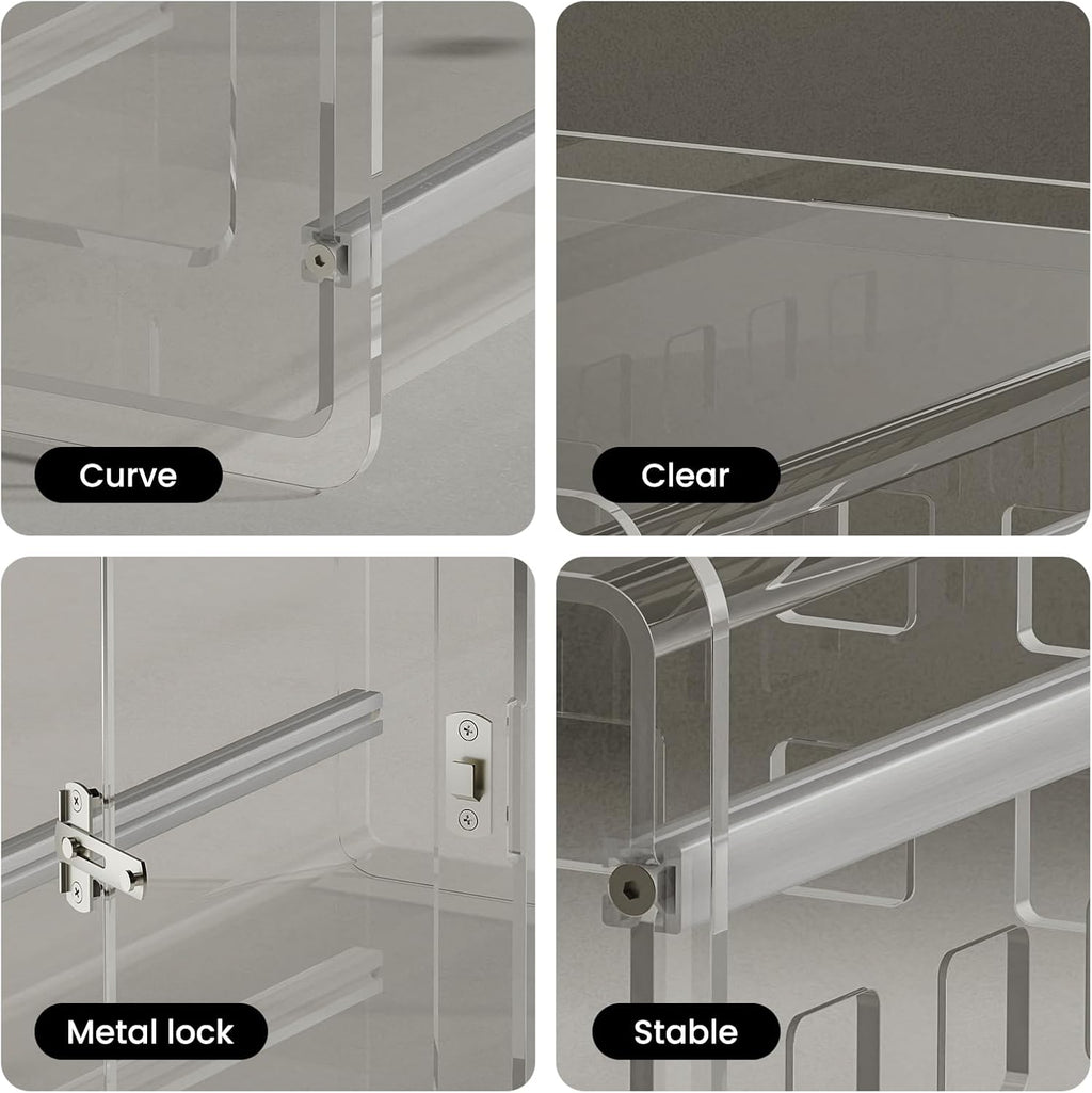 Sumerflos Clear Acrylic Dog Crate - Modern Dog Kennel Furniture, Indoor End Table Dog Crate Lockable Ventilated for Most Small Dog Cat Pet, 24.05" L x 17.99" W x 20" H