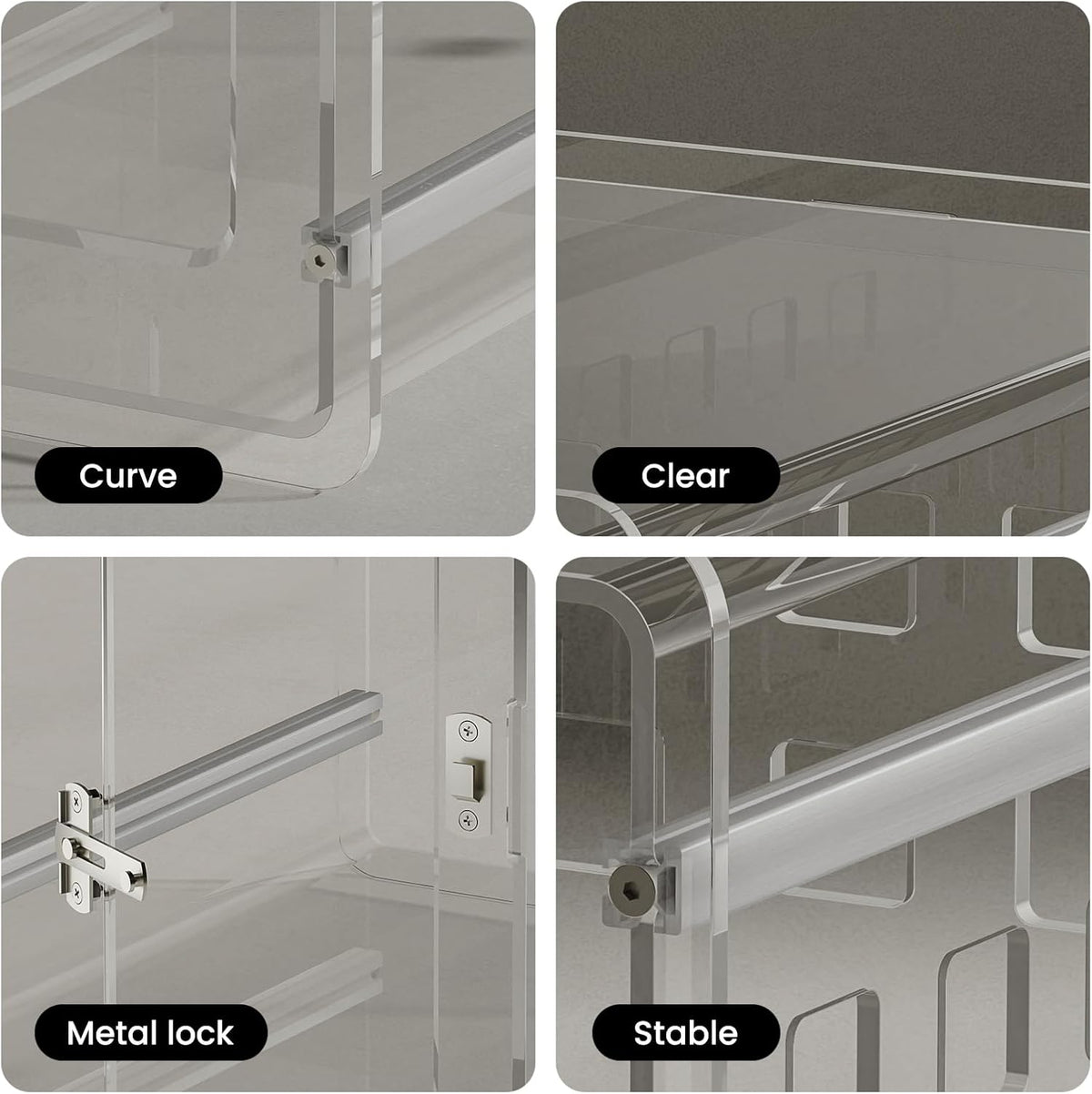 Sumerflos Clear Acrylic Dog Crate - Modern Dog Kennel Furniture, Indoor End Table Dog Crate Lockable Ventilated for Most Small Dog Cat Pet, 24.05" L x 17.99" W x 20" H