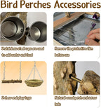 Tfwadmx Bird Perch Natural Wood Stand Toy Parrot Play Stand Platform and Hanging Bird Nests Bird Cage with Removable Tray and 2 Stainless Steel Cups for Parakeets Canaries Cockatiels Conure Lovebirds