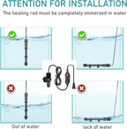 Mini Submersible Aquarium Heater, 25/30/50/100/150/200 Watts Adjustable Fish Tank Heater, Built-in Thermometer, External Temperature Controller, Smart Memory, Used for 1-60 Gallons (30W Plug)
