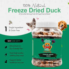 Freeze-Dried Duck Treats for Cats & Dogs – 100% Human Grade, Single Ingredient, High-Protein, Healthy Snack – No Additives or Preservatives – 3.0oz - Inspected & Tested in USA
