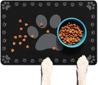 Dog Food Mats for Floor, Absorbent Pet Food Mat - Cat Feeding Mat Quick Dry Dog Bowl Mats for Water Pet Supplies Feeding Placemat 16" x 24" Black
