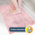 Muddy Mat® | Super Absorbent Door Mat Indoor, Microfiber Quick Dry Chenille Entryway Rug, Non-Slip Front Door Mat, Indoor Mats for Entryway, Machine Washable Pet Rug, Light Pink 24" x 96"