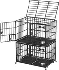 aboxoo 48 inch Stackable Heavy Duty Metal Dog Crate for 4 Dogs/Large Dog,All Metal Open Top Access,Escape Proof Cage,Dog Kennel Indoor with Wheels,Floor Grid, Tray, Divider and Feeding Bowl