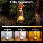 Rechargeable Cordless Metal Table Lamp – Portable LED Desk Lamp with 3-Color Infinite Dimming, Battery Powered for Indoor & Outdoor Use, Bedroom, Restaurant, Bar, Coffee Shop, or Camping