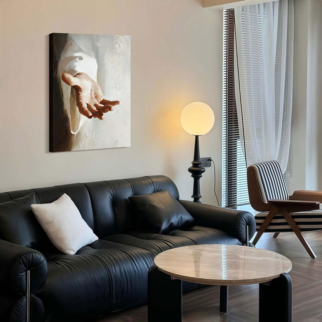 Framed Canvas Jesus Hands Wall Decor Wall Art Gallery Decor Unique Print Wall Decor for Living Room Bedroom Church Home Decor 12x16 Inch Ready to Hang